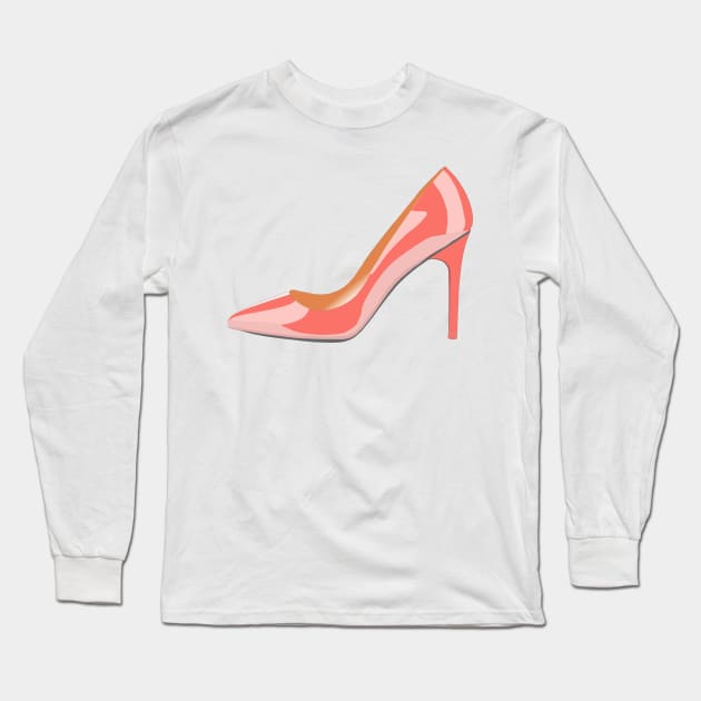 High Shoe in Living Coral Long Sleeve T-Shirt by DavidASmith